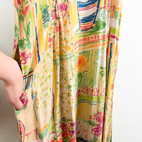 VTG Jams World Quirky Crayon Print Sleeveless Maxi Dress Sz M - Picture 7 of 9